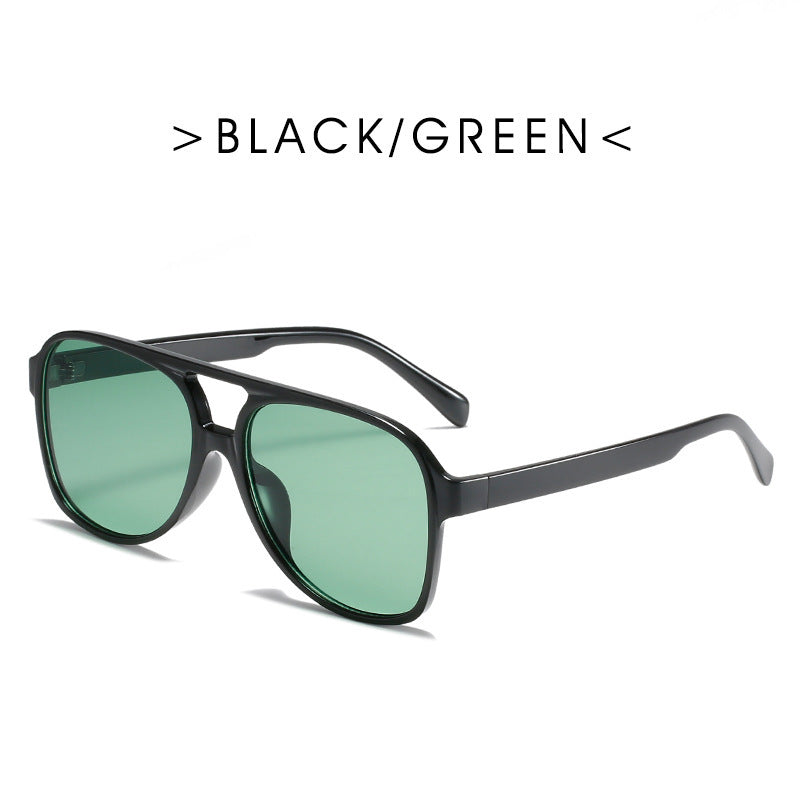 Retro Double Beam Ocean Lens Stylish Large Frame Sunglasses