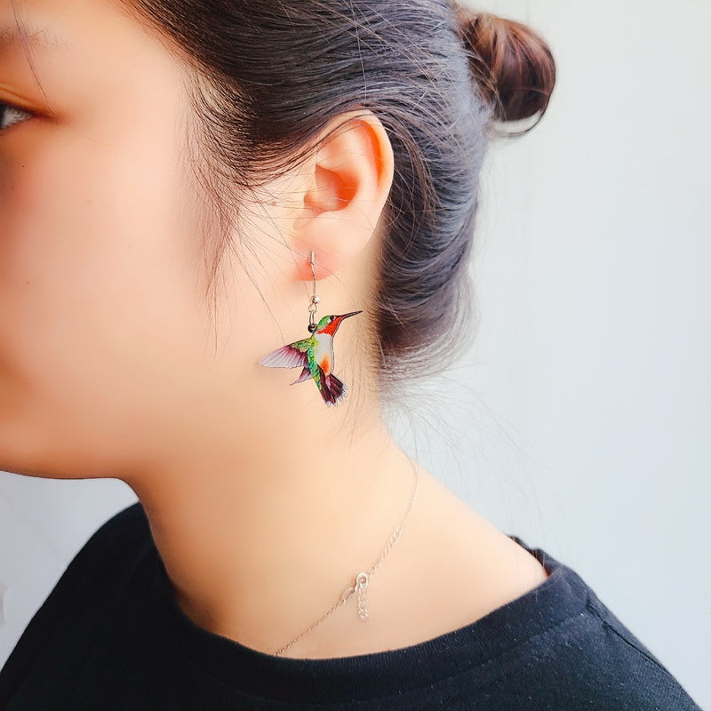 Acrylic Laser Cut Hummingbird Pigeon Eagle Owl Parrot Earrings