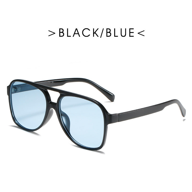 Retro Double Beam Ocean Lens Stylish Large Frame Sunglasses
