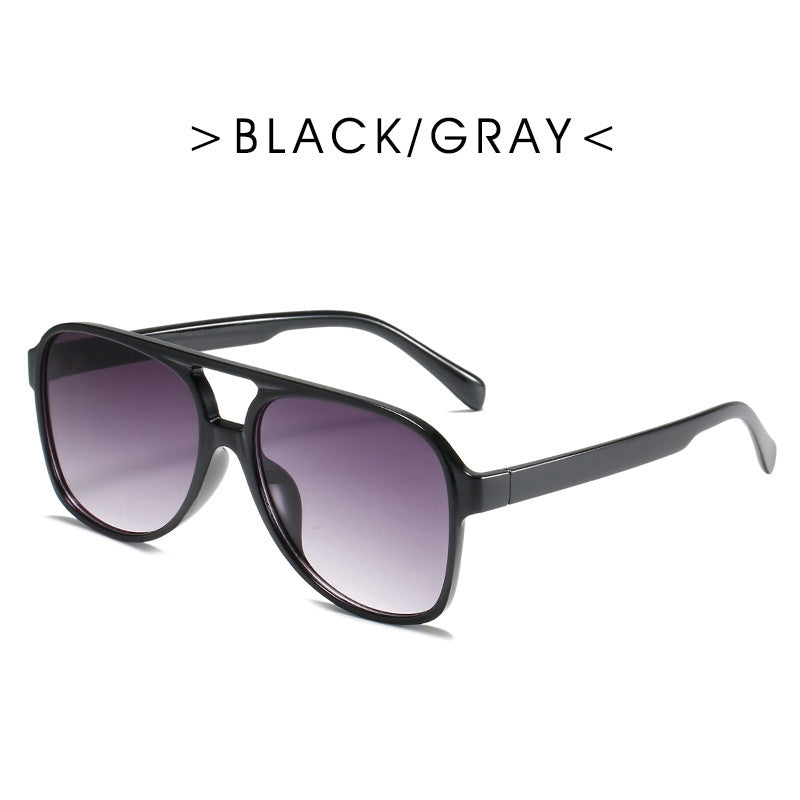 Retro Double Beam Ocean Lens Stylish Large Frame Sunglasses