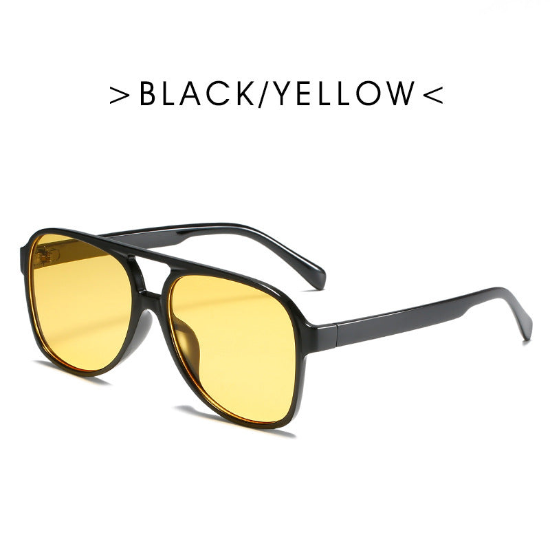 Retro Double Beam Ocean Lens Stylish Large Frame Sunglasses