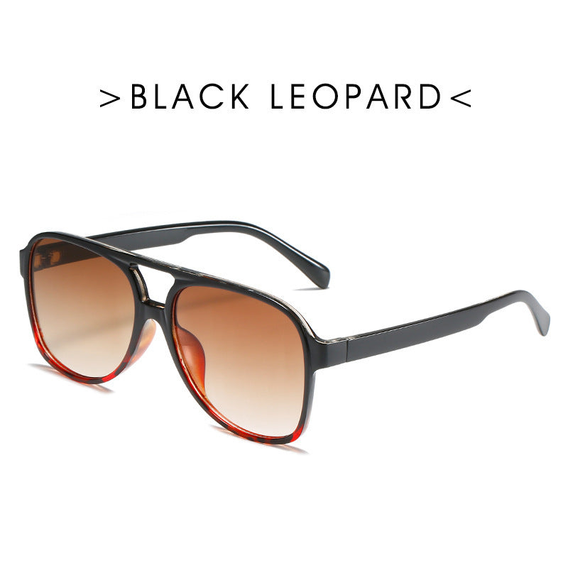 Retro Double Beam Ocean Lens Stylish Large Frame Sunglasses