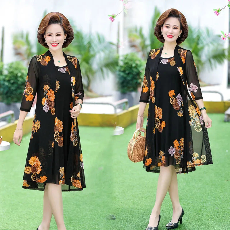 Dress Middle-aged And Elderly Two-piece Suit