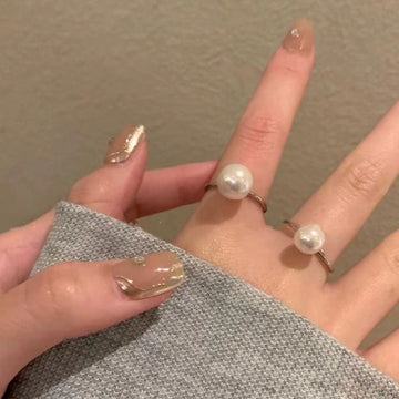 Female Sweet And Simple Open-end Pearl Ring
