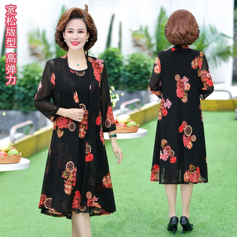 Dress Middle-aged And Elderly Two-piece Suit