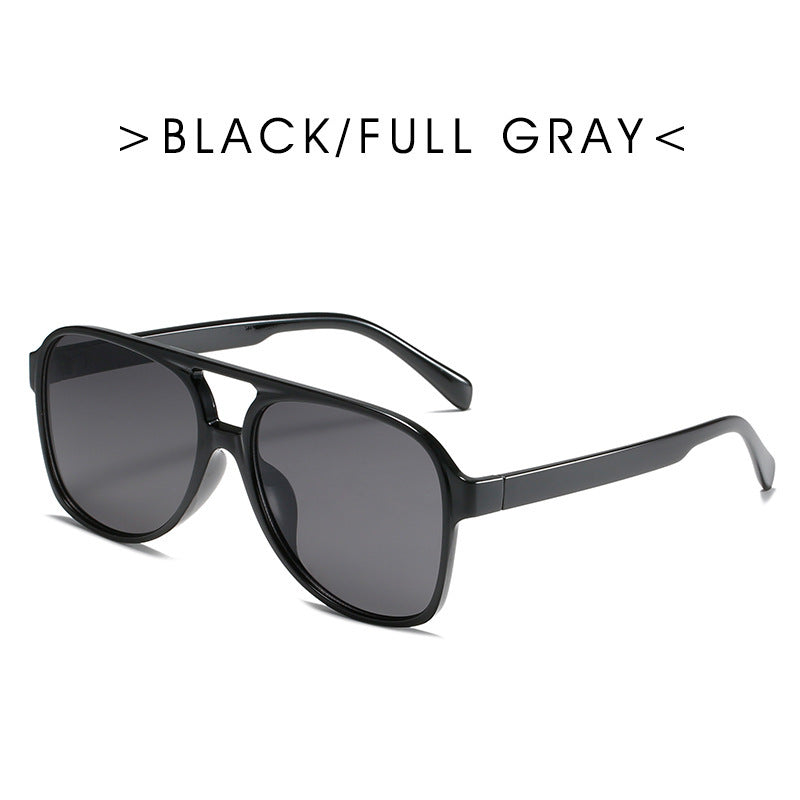 Retro Double Beam Ocean Lens Stylish Large Frame Sunglasses