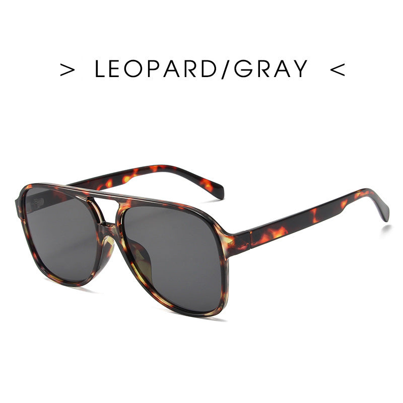 Retro Double Beam Ocean Lens Stylish Large Frame Sunglasses